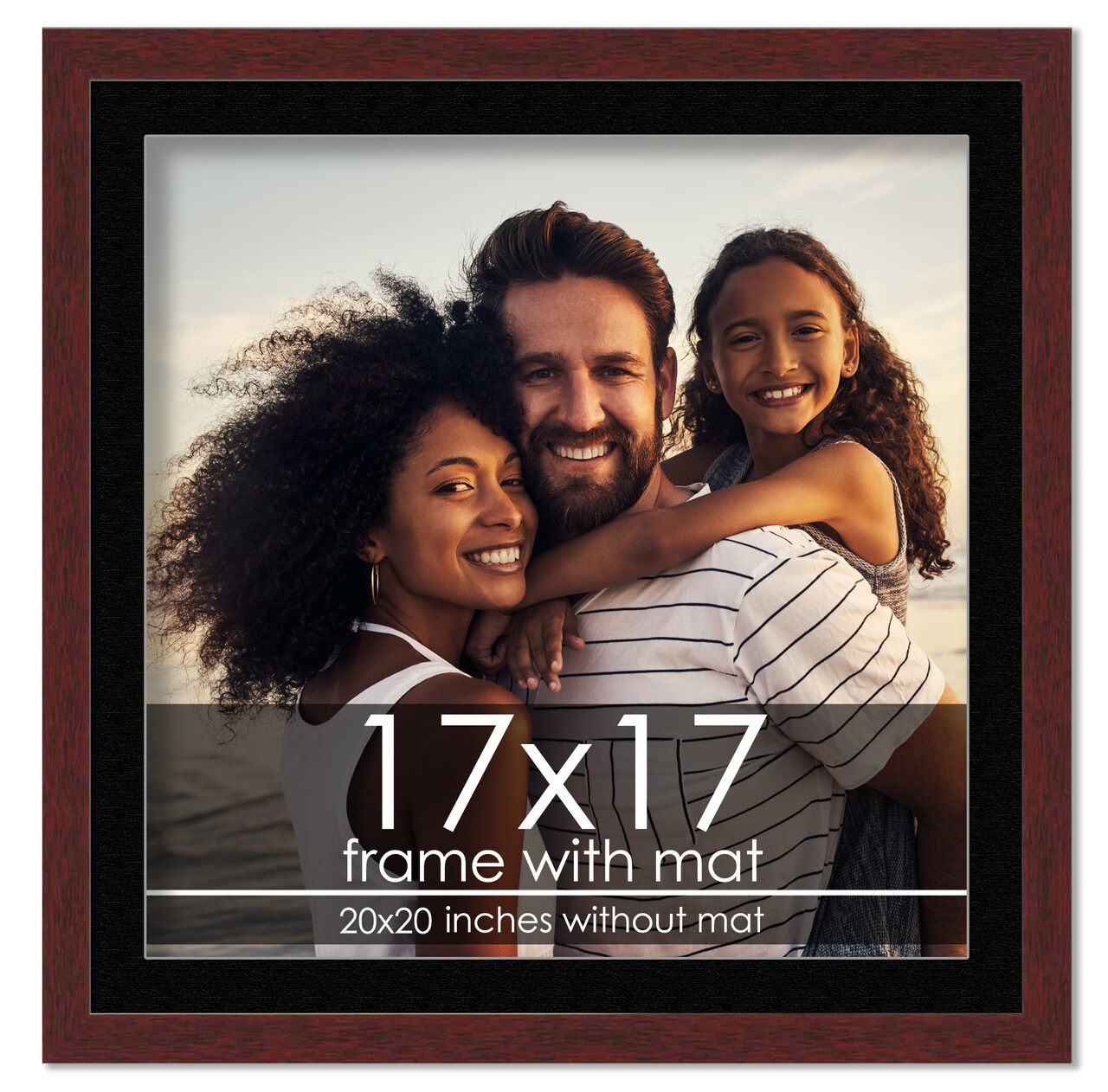 Brown Frame Wood Grain with Black Photo Mat, UV Acrylic Front, Foam Board Backing, 60 Sizes Available